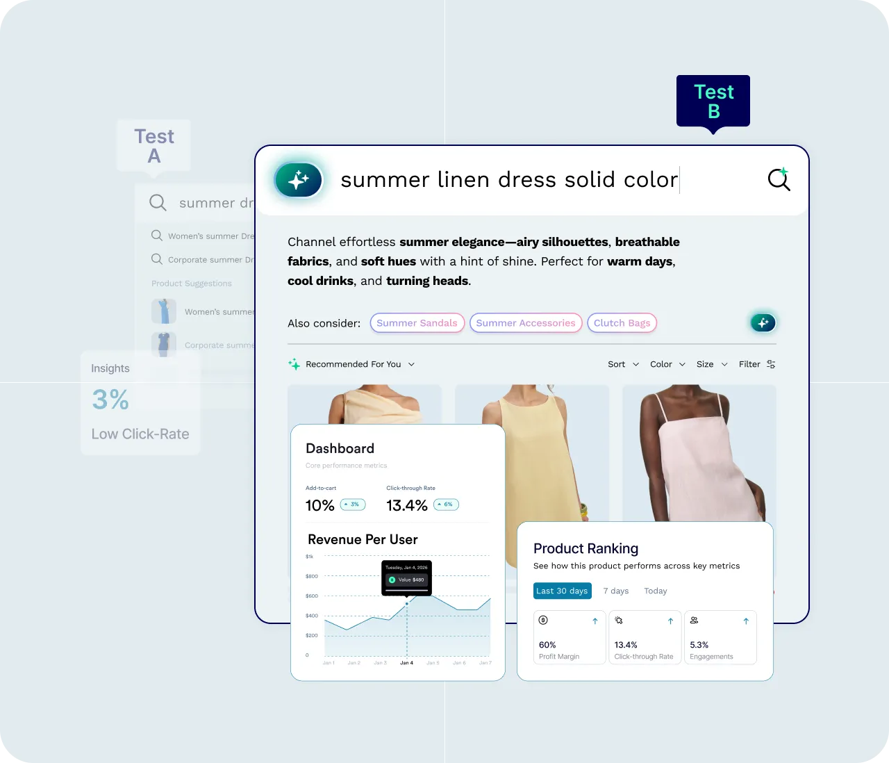 Search interface showing elegant shoe recommendations
