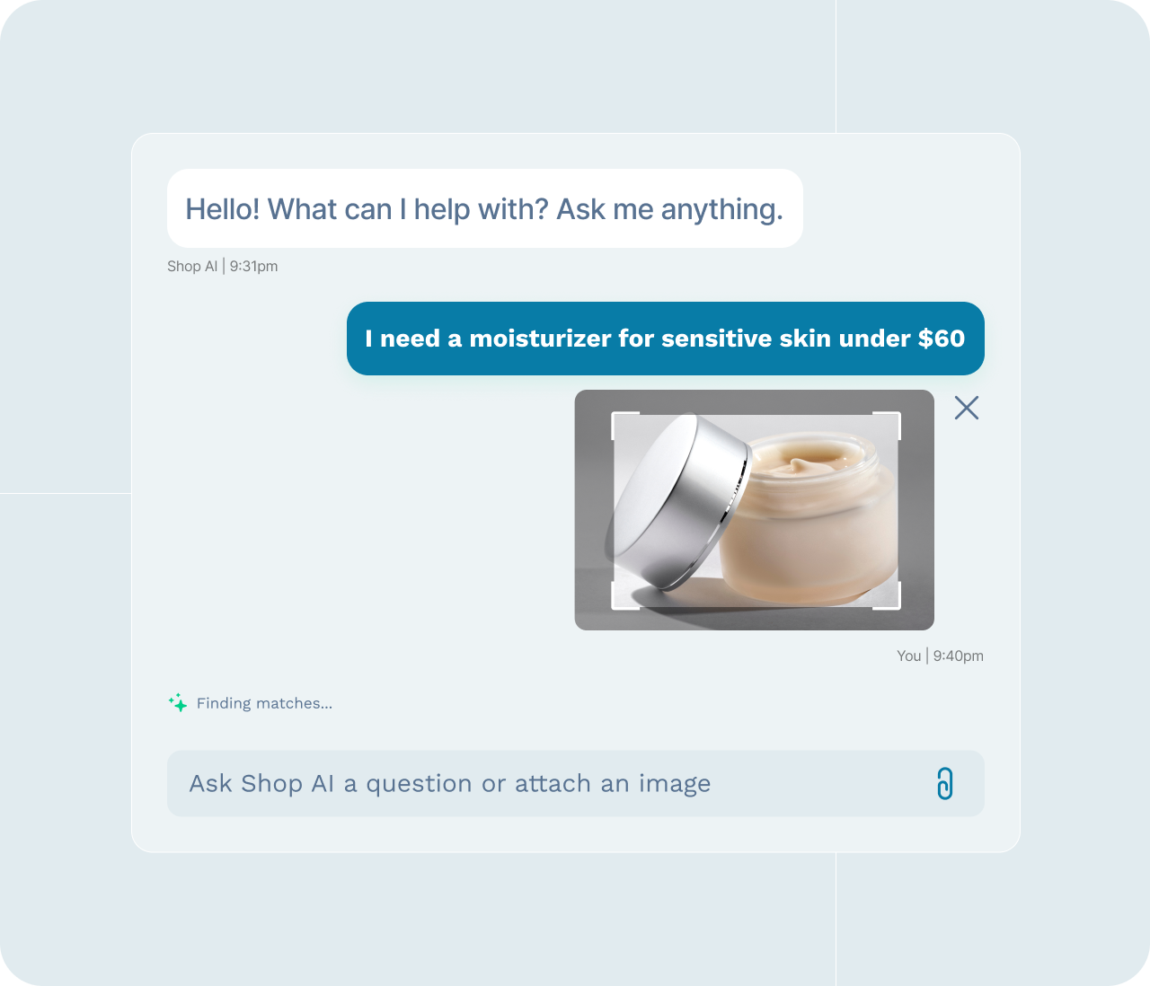 Chat interface showing iterative product refinement